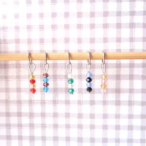 Set of 5 dangle stitch markers, sparkly stitch markers, glass stitch markers